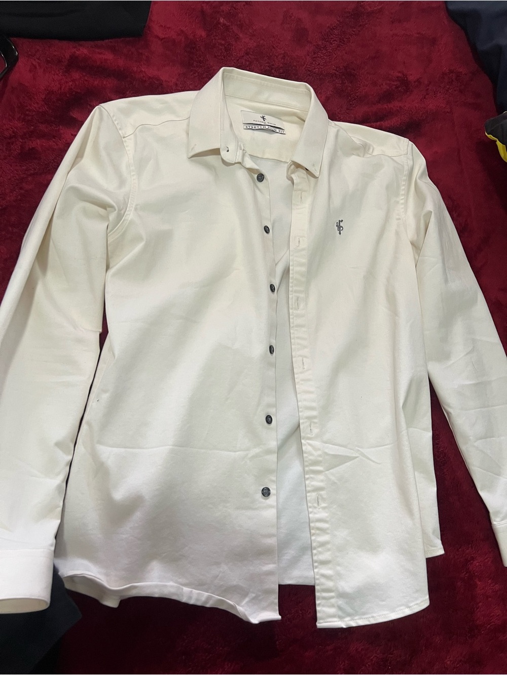 Father & sons XL stretch slim fit Classic Slim-Fit White Button-Down Shirt
